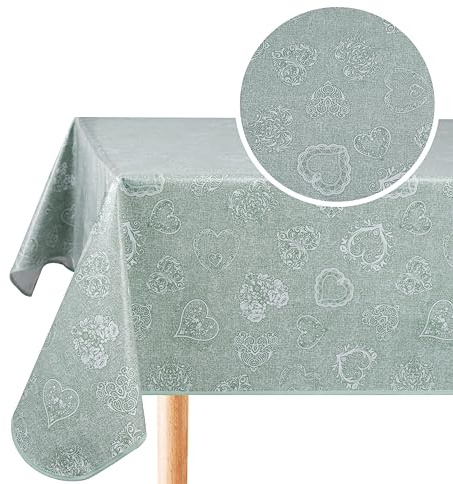 Home Direct Wachstuch Tischdecke Wachstuchtischdecke Abwaschbar Eckig 140 x 240 cm Salbeigrün