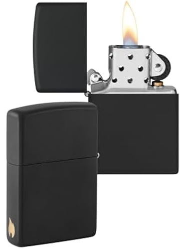 Zippo Briquet Tempête - Design Flamme - Noir Mat - Rechargeable - Réutilisable - Design Coupe-Vent - Coffret Cadeau Fabriqué aux États-Unis - Exclusivité Amazon