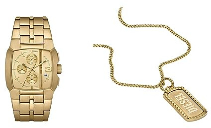 Diesel Herren-Edelstahl-Chronographenuhr und Schmuck-Set