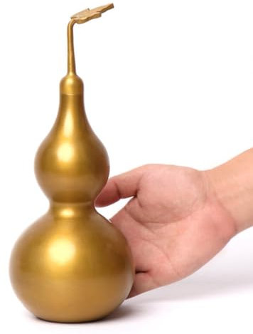 Pure Copper Gourd Retro Home Decor Tabletop Decor Car Golden Metal Gourd Ornament Feng Shui Chinese Copper Figurine Creative Decor Decorative Calabash Desk