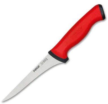 Pirge Duo Ausbeinmesser Profi Messer 12,5 cm Rot Schlachtermesser - Fleischermesser - Stechmesser - Schärfste Metzgermesser - Edelstahl Küchenmesser - Ergonomisches Rutschfester Griffdesign