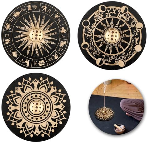 3 Stück Räucherstäbchen Halter Incense Holder Räuchergefäß Platte Räucherstäbchenhalter Räucherstäbchen Halterung 9 Loch Halter Räucherstäbchen für Heimdekoration Büro Teehaus Café Yoga-Raum
