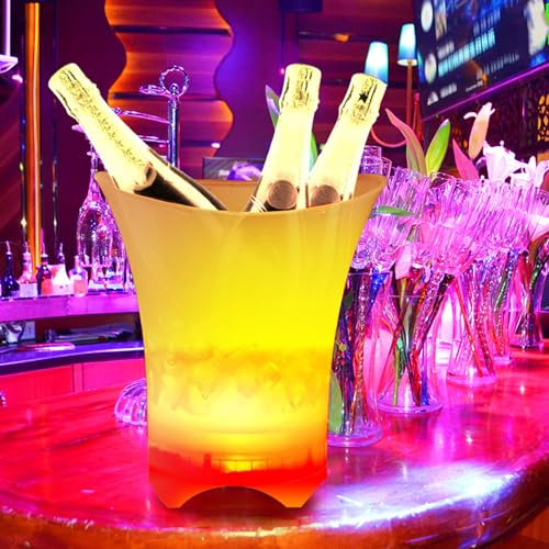 LED-Eiskübel, 5 L, Faltbarer Champagner-Weinkühler, Eiskübel, mit Wechselnden Farben, Leuchtender Eiskübel für Party, Zuhause, Bar