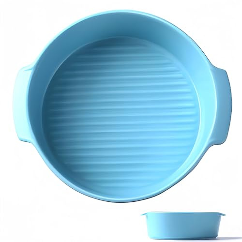 Dowbom Plats de cuisson en céramique pour four, cocotte ronde de 800 ml pour four, ustensiles de cuisson en céramique de 17,8 cm (bleu-A, 800 ml)