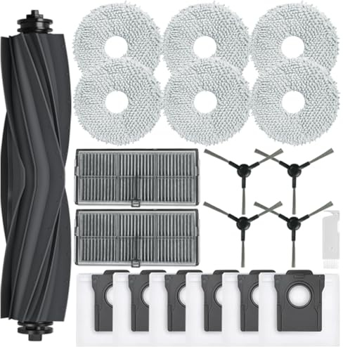 Kit d'accessoires pour Dreame L40 Ultra A/ L10s Pro Ultra Heat/ L10s Ultra Gen 2/ L40 Ultra AE/ X30 Ultra/Mova E30 Ultra, 1 Brosse Principale, 6 Sacs, 6 Serpillere, 2 Filtres, 4 Brosse Latérale