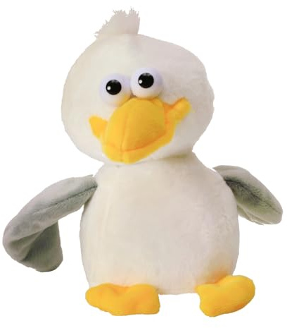 Kögler 75623 - Labertier-Möwe Malwin, ca. 17 cm groß, nachsprechendes Plüschtier mit Wiedergabefunktion, plappert Alles witzig nach und bewegt Sich, batteriebetrieben