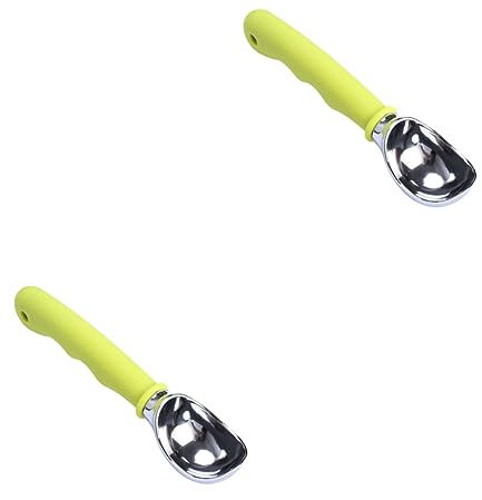 Cabilock 2 Pezzi Cucchiaio Per in Lega Di Zinco Cucchiaio Per Biscotti Cucchiaio Per Patate Scavino Per Melone Manico Verde Robusto E Confortevole