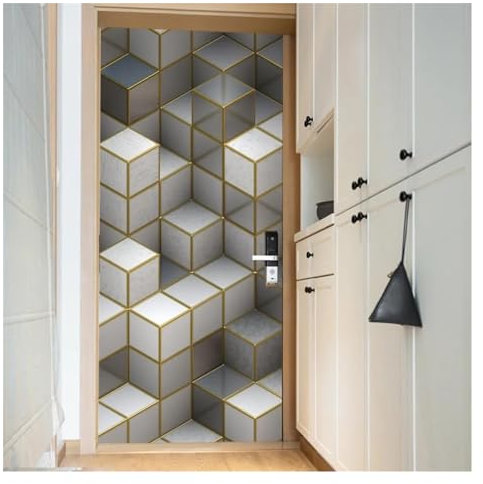 Türtapete Selbstklebend Buddha-Türtapete, Selbstklebender Aufkleber, Wasserfest, Für Türen, Schrank, Schreibtisch, Moderne Möbel, Dekorativ(M,50x125cm)