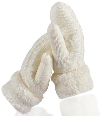 Auirshiky Extra dicke Strickhandschuhe für Damen und Herren, warme Winterhandschuhe, warme Winterstrickhandschuhe, weihnachtliche Strickhandschuhe, 1 Paar Fäustlinge
