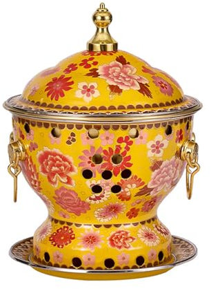 Alter Kochtopf,Chinesischer Kupfer Kochtopf, Chafing Dishes, Einzelperson Kleiner Kupfertopf Alter kleiner Fettkuh-Hot Pot Chinesischer traditioneller Cloisonné-Hot Pot for Familienessen Restaurants H