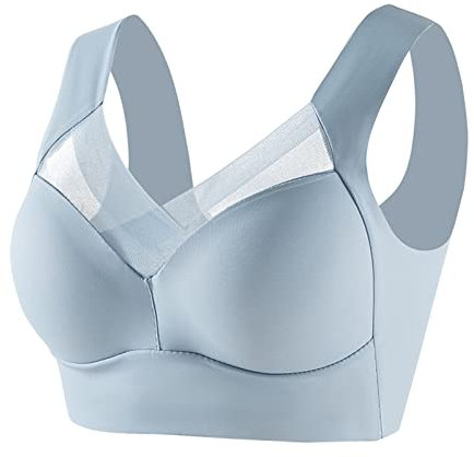 Celucke Bras for Women, Women Sports Bra Seamless Comfortable Soft Breathable Ladies Lace Bras, Solid Color Padded Tops Underwear Yoga Fitness Exercise, Push Up Full Coverage Light Blue
