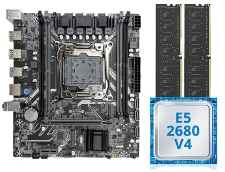 JGHFReW Paquete de Placa Base para Juegos X99 con procesador Xeon E5 2680 V4 y 16GB DDR4 2133MHz de Doble Canal ECC RAM M.2 NVME para PC de Escritorio