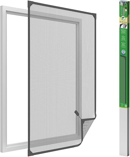 Waidmeister Insektenschutz Fenster mit PVC Magnetrahmen Fliegengitter ohne Bohren individuell kürzbares Fliegennetz (anthrazit, 100x120cm)