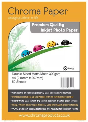 Chroma A4 Duo Double Sided Matte/Matte Inkjet Photo Paper Craft Card Making - 300gsm - 50 Sheets