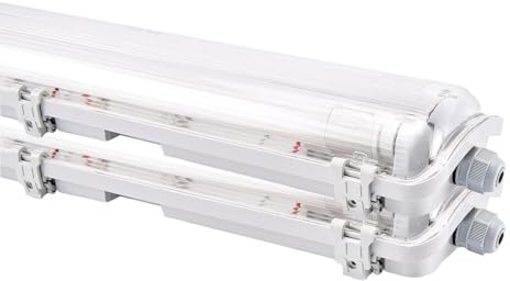 NCC-Licht 2x LED Feuchtraumleuchte Eco 150cm 44W Neutralweiß 4000K IP65 | Robuste Wannenleuchte mit zwei effizienten T8 Röhren, ideal für Werkstatt Keller und Garage