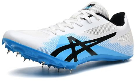 Buhelyc Zapatos Profesionales para Correr y Entrenar Zapatillas de Atletismo con Clavos Sprint Zapatillas para Correr Ligeras para Carreras para Hombres Mujeres (Size:41,Color:Azul)