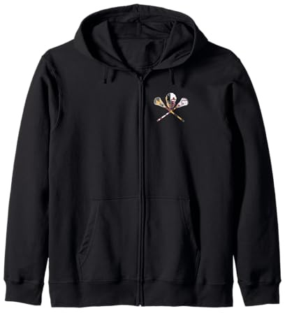Boys Lacrosse Helmet Sticks LAX Maryland Flag Gift Zip Hoodie