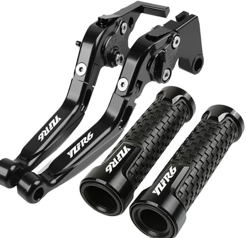 MCBXTH Bremshebel Für Yamaha YZF R6 1999 2000 2001 2002 2003 2004 Motorrad CNC Bremse Kupplung Hebel Lenker Knöpfe Griff Handgriffe(Black)