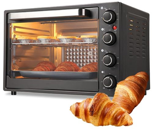 MJMLUCK Horno de Pizza Comercial, minihorno eléctrico de 1500 W con Temperatura Ajustable de 90 a 230 °C y Temporizador de 60 Minutos, Tostador y asador Multiusos para Cocina doméstica.