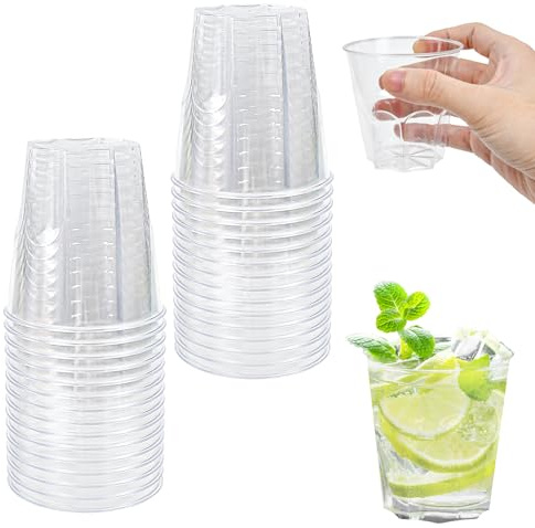 SLTAXAR 30 Stück Becher Plastik Plastikbecher 0,2L Mehrwegbecher Cocktailgläser Hartplastik Becher Shotgläser Plastik Trinkbecher Transparent Cocktail Gläser für Geburtstag BBQ Hochzeit Picknick