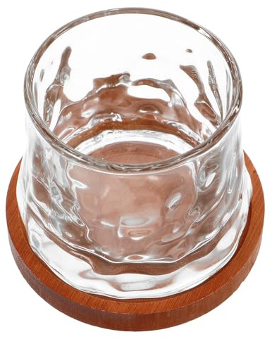 Toyvian Rotating Whiskey Glass with Secure Wooden Base Glass Tumbler for Cocktails and Spirits Stable Anti-tip Design for Home Bar Enthusiasts Classic Drinking Vessel for Whiskey Tasting