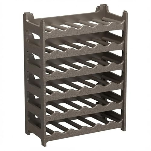 CookandSupply x TheWV Cave à Vin Plastique Modulaire Empilable, Casier Bouteilles Effet Cuir Martelé, 6 Bouteilles par Module, Étagère Range Bouteilles Gain de Place - Marron Corten, 36