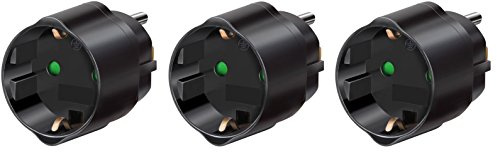 Brennenstuhl Reisestecker/-adapter Schutzkontakt für USA, Japan schwarz, 1508550 (3 Stück, Adapter USA, Japan)