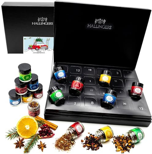 Hallingers Tee Adventskalender 2025 – 24 Premium Tees – Grüntee, Rooibos, Kräutertee & Früchtetee – Geschenkidee für Teeliebhaber – Manufakturqualität - Made in Germany