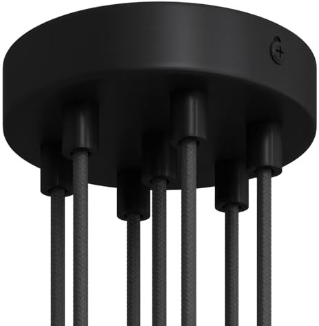 creative cables - Zylindrischer 7-Loch-Lampenbaldachin Kit aus Metall - Zylindrisch, Schwarz