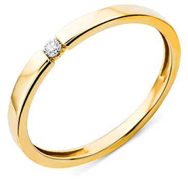 MIORE Schmuck Damen 0.03 Ct Diamant Verlobungsring mit Solitär Brillant Ring aus Gelbgold 9 karat/ 375 Gold