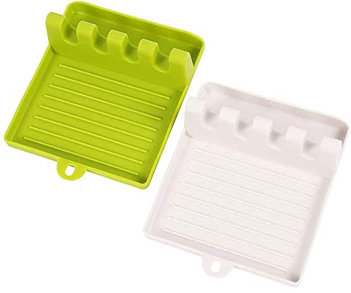 Angelkiss Verbessertes Hängedesign, Kochlöffelhalter für den Herd, multifunktionaler Küchenspatelhalter, Utensilienhalter – 2er-Pack (weiß und grün)