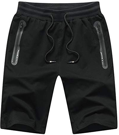JustSun Sport Shorts Kurze Hosen Herren Baumwolle Mit ReißverschlussTaschen