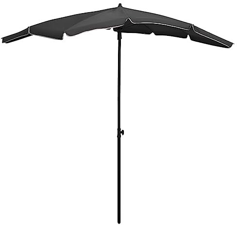 vidaXL Sonnenschirm mit Mast Kurbelsystem Gartenschirm Ampelschirm Balkonschirm Strandschirm Marktschirm Schirm Terrasse 200x130cm Anthrazit