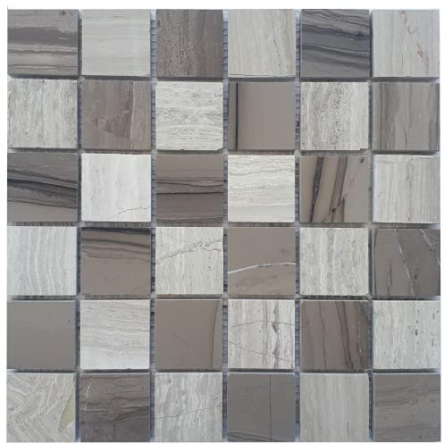 Mosaikfliesen Grau Mosaik Matte Marmor 30x30 cm Naturstein 4,8 Große Fliesen Creme Beige M111