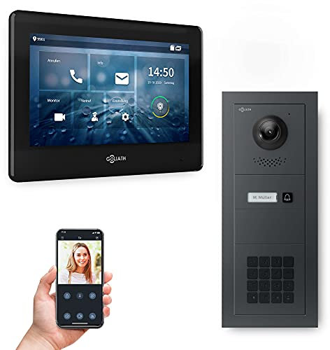 Goliath Hybrid | 2-Draht | Full-HD Video Türsprechanlage | App | 1-Fam | 1 x Full-Touchscreen 7 | Aluminium Unterputz Türstation | + Codeschloss | 180° Ultra-Weitwinkel | AV-BUS-653