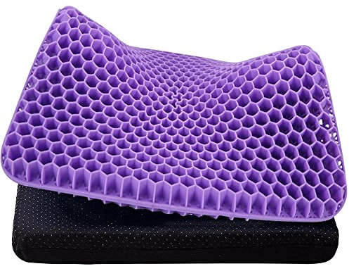 JARAGAR Gel Seat Cushion, Ergonomic Honeycomb Design Egg Seat Cushion for Back&Sciatica Pain Relief, Double Thick Long-Sitting Seat Cushion for Office Chair Desk, Car, Wheelchair, Road Trips