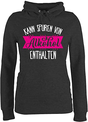 Pullover Damen Hoodie Frauen - Party & - Kann Spuren von Alkohol enthalten I Spruch Alkohol - S - Anthrazit meliert - sauf pulli alki pullis saufen hoodies trinken hoodies/pullis trinksprüche