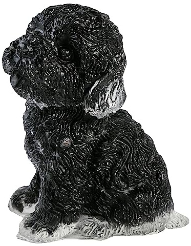 mookaitedecor 2,5 Zoll Handgeschnitzte Stein Harz Pudel Figur Deko | Obsidian Hundeskulptur Edelstein Glücksbringer, Tier Hund Statue Kristall Klein Figuren für Sammlerstück Ornament