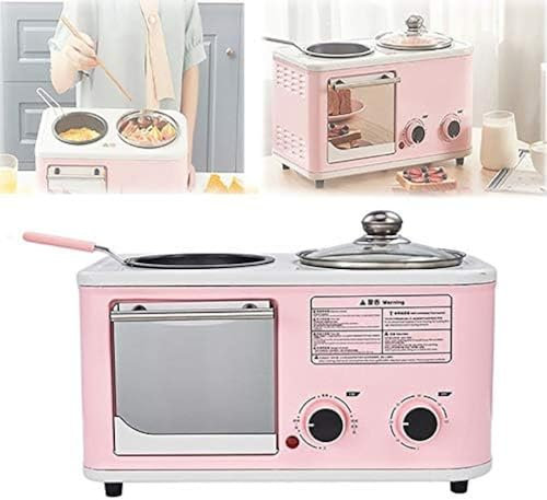Machine Multifonctionnelle Pour Petit-déjeuner 4 En 1 Pour Cuire À La Vapeur, Faire Bouillir, Frire Et Rôtir Le Petit-déjeuner Domestique, Machine Multifonctionnelle Pour Repas Nutritifs,Rose,Ench