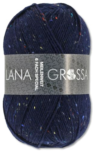 Frida's Wollhaus Lana Grossa 150 g Meilenweit 6-fach 150 Sockenwolle Stricken Garn 19 Farben (8816 | Nachtblau)
