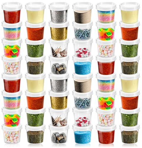 COM-FOUR® 48x Recipientes de Almacenamiento con Tapa, Recipientes | Vasos apilables para cosméticos - lociones y Materiales para Manualidades - 35ml