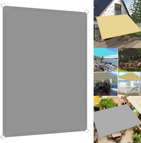 Sonnenschutz Balkon 4 x 9.5 m Wasserdicht Segeltuch Pergola Überdachung Plane 98% Uv-Schut Wetterschutz mit Seil für Garten Terrasse Outdoor Camping, Hellgrau
