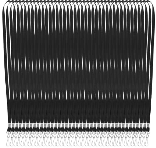 LOPYXBR 100 Stück Schlüsselband Schwarz Schlüsselanhänger Band mit Drehbarem Metallclip 45cm Lanyard Schlüsselband Schlüsselbänder zum Umhängen für Ausweishüllen und Schlüssel
