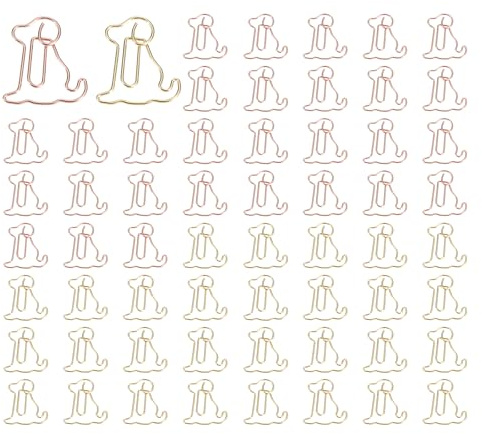 PATIKIL Cute Paper Clip, 60Pcs Dog Shape Paper Clip Metal Funny Bookmarks Planner Clips Clamp for Home Office Supplies Desk File Organization Wedding Decoration, Gold, Rose Gold