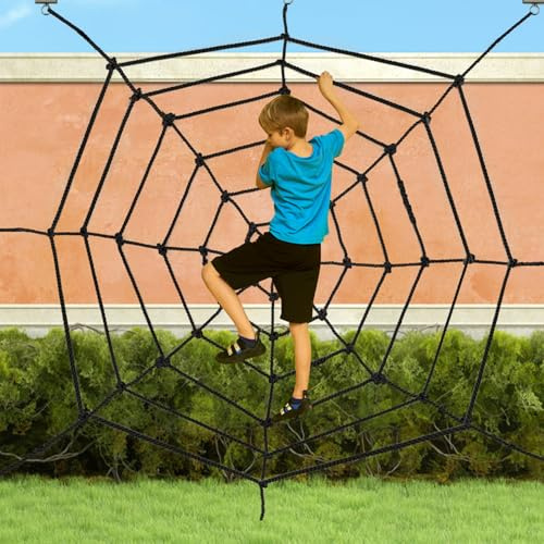 Tongmo Spinnennetz, Kletternetz, 2 x 2 m, Spinnennetz, für Spielplatz, Baumhaus, Hinterhof & Innen- und Außendekoration