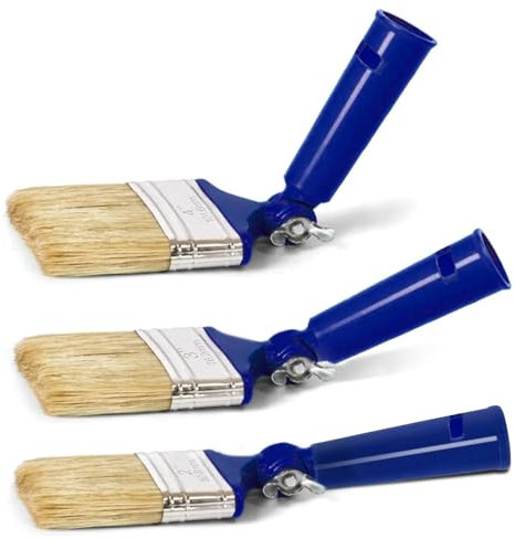 Extendable Paint Brushes for Walls, Ceilings, and Trim, Long Handle Paint Brush Set Multi Angle Adjustable for Fence Stain, Wood Varnish and DIY Projects (3 Pack)