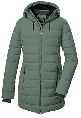 killtec dam quiltad parka/parkas med huva KOW 55 WMN QLTD PRK, gröngrå, 44, 41809-000