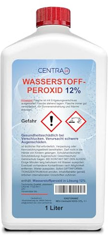 Centra24 Wasserstoffperoxid 12%, 1 Liter, Immer Frisch, technisch, Oxydator im Teich, Aquarium, Reinigung, Bleichen, Beizen, stabilisiert