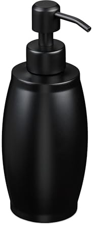 Relaxdays Seifenspender, 350 ml, Edelstahl, nachfüllbar, Seife, schwarz | Duschgel, Badezimmer, Küche, Handseifenspender