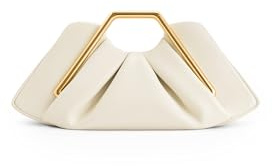 JW PEI Bolso de mano Lila con marco de metal para mujer, Marfil
